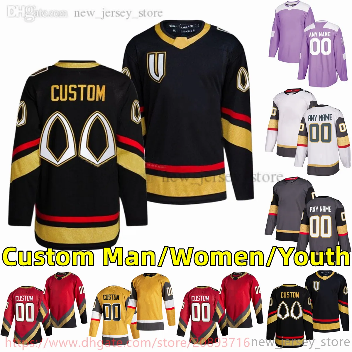 Niestandardowe s-6xl film hokej hokeja hokeja haftowa koszulka 61 Markstone 9 Jackeichel 8 Philkessel 7 Alexspietrangelo 71 Williamkarlsson 32 Jonathanquick Jerseys