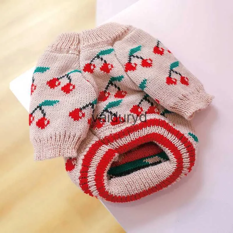 Dog Apparel New Cat Knited Sweater Jumper Cherry Design Puppy Hoodie Winter Warm Clothesvaiduryd6