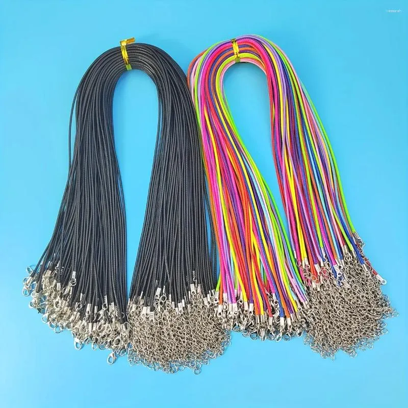 Chains 100PCS Leather Necklace Wax Rope Buckle 1.5mm Chain Bulk DIY Jewelry Making Supplies Accessories Unisex Daily Matching