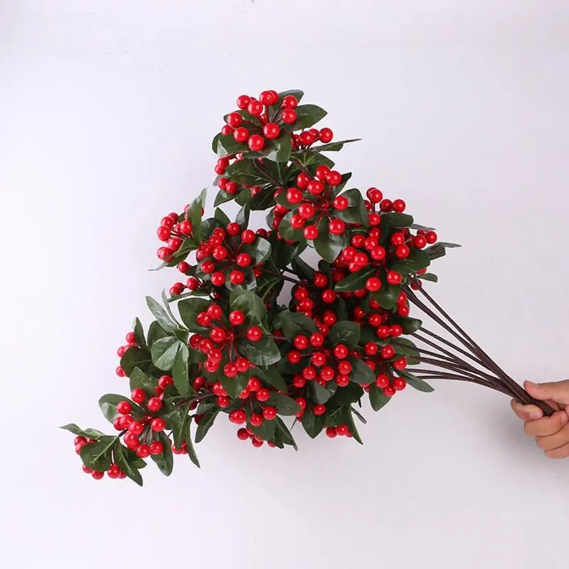 Decoratieve bloemen Kerst Berry Twig Stem Duurzaam Desktop Ornament Picks Stengels Voor Bruiloft Feest Vakantie Krans Woondecoratie