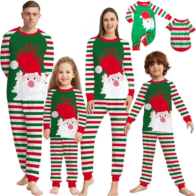 Família combinando roupas ano conjuntos de roupas roupas do bebê chapéu de natal carta impressão pai mãe crianças pijamas homewear 231128