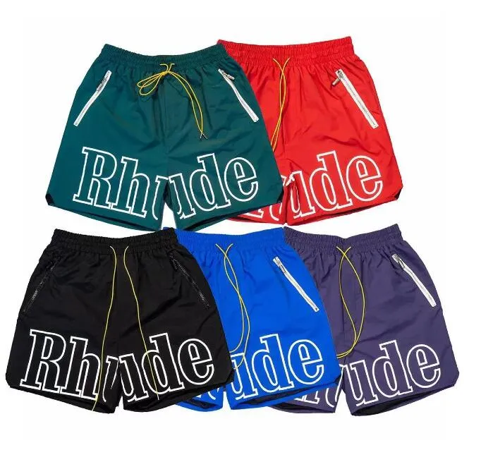 shorts de grife rhude shorts calças de praia de moda de verão masculino de alta qualidade desgaste azul vermelho preto roxo