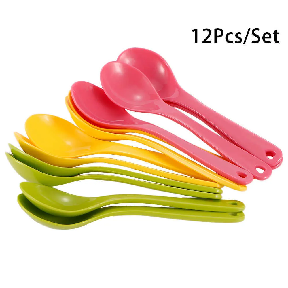 Cups Dishes Utensils New Lovely 12 Pcs/lot Baby Toddler Feeding Spoon Safe Plastic Baby Training Eating Spoon Set Food High Quality Eating Training P230314