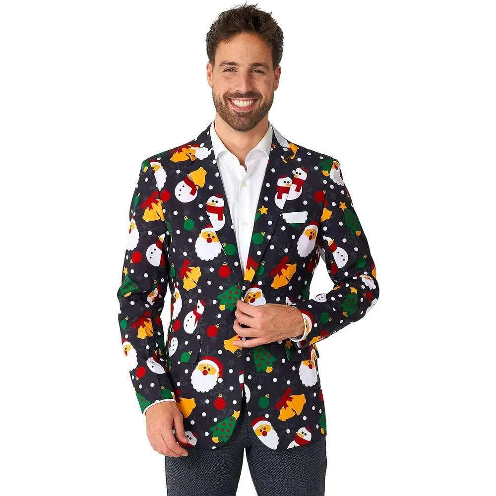 Offstream men's ugly Christmas jacket with different prints - Christmas sweater jacket Elk's Day Christmas Blazer 2S0JX