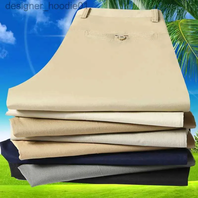 Pantaloni da uomo Pantaloni da uomo primavera estate sottili pantaloni di cotone di mezza età pantaloni a vita alta dritti larghi pantaloni casual da lavoro padre papà L231129