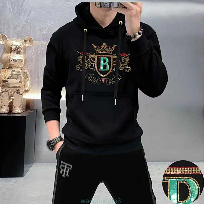 Q4b3 Men Women European Station New Sweatshirts Hooded Sweater Fashion Brand Hot Diamond Letter Top Pullover Personality Bottom Shirt Fashionable Comfortable