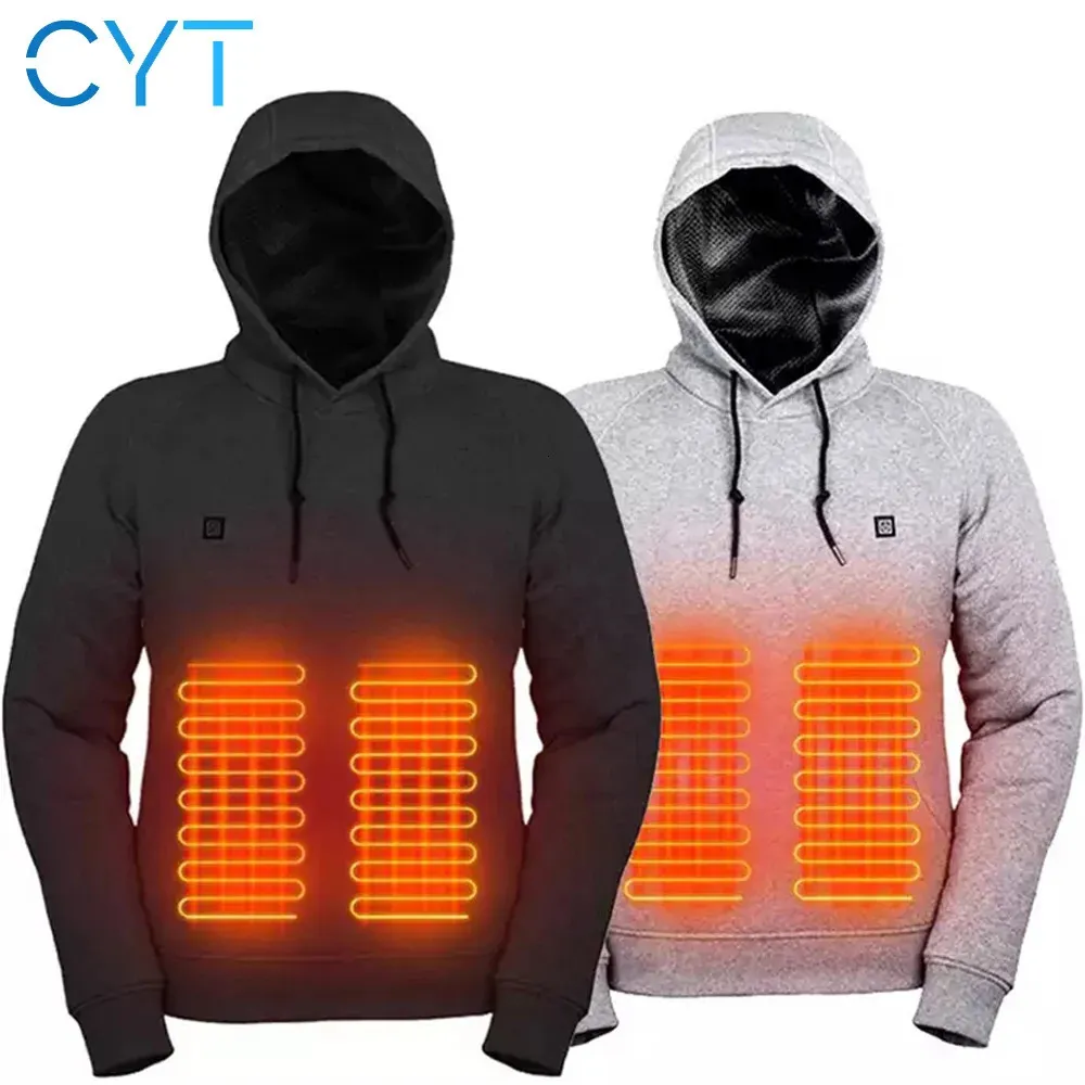 Мужские жилеты CYT Sell Открытый электрический USB-нагреватель Свитера с капюшоном Мужская зимняя теплая одежда с подогревом Зарядка Тепловая куртка Спортивная одежда 231128