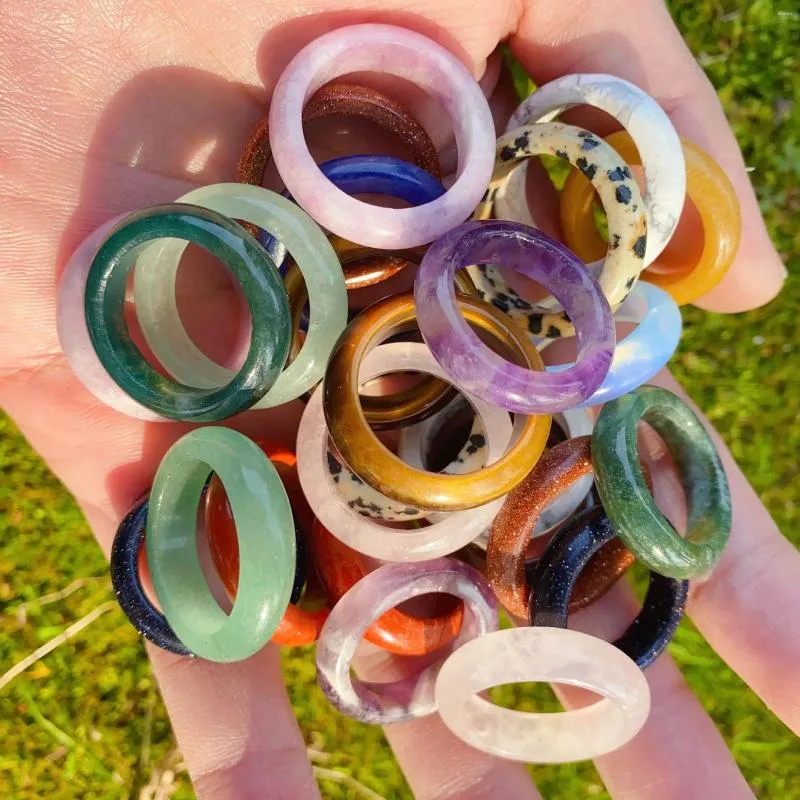 Cluster Rings Round Healing Crystals For Women Men Jewelry Reiki