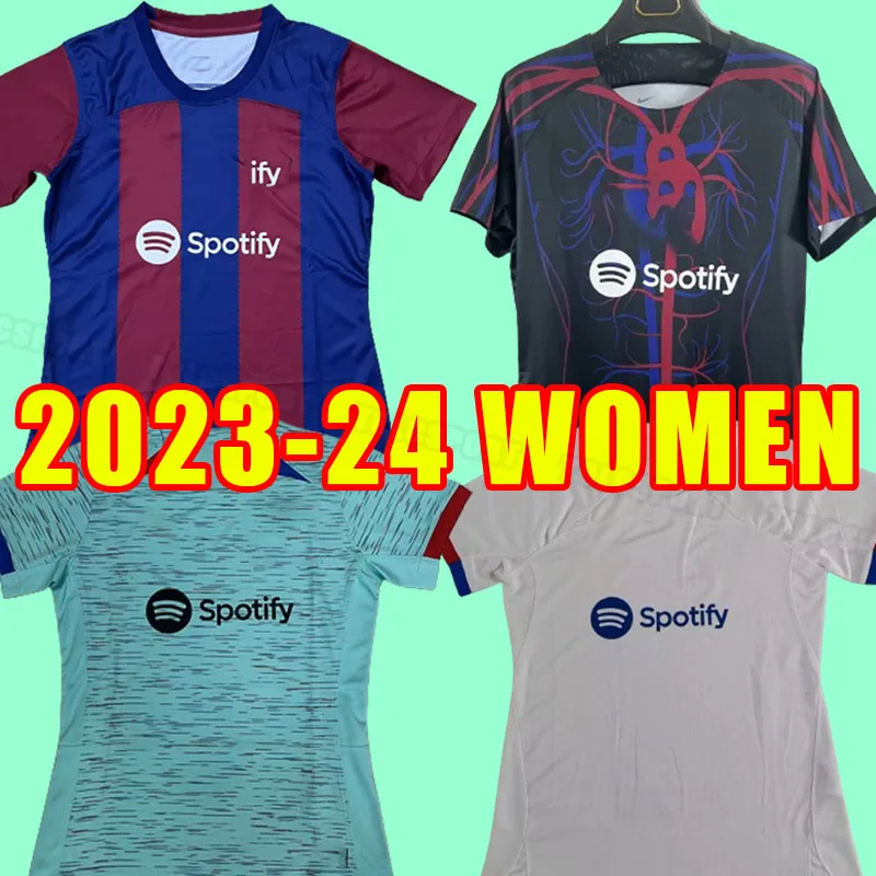 Women ANSU FATI PEDRI soccer jerseys 23 24 LEWANDOWSKI GAVI ADAMA FERRAN RAPHINHA 2023 2024 barcelonas F. DE JONG DEST DEMBELE girl home away third