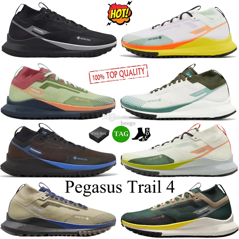 Tasarımcı React Pegasus Trail 4 Koşu Ayakkabıları Gore Tex Marathon ACG Dağını Düşük Molor Siyah Gri Erkekler Kadın Açık Mekan Spor Ayakkabı Boyutu 36-45