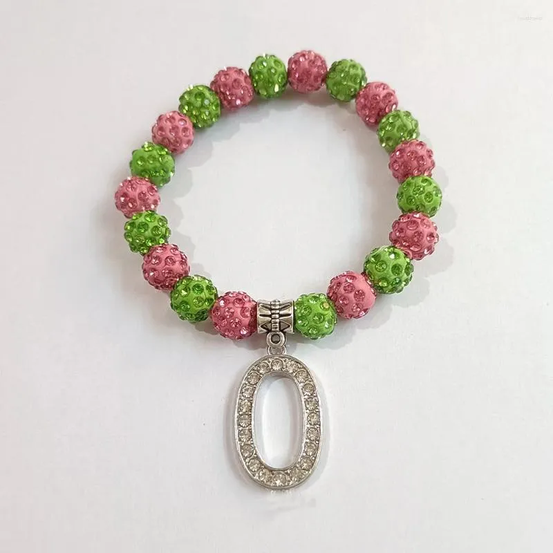 Strand Fashion Arabische cijfers 0-5 strass hanger groen roze parel meisje armband