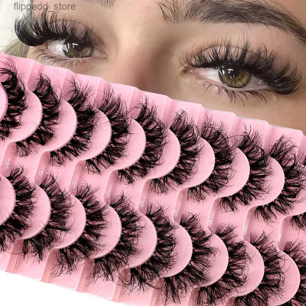 Cílios Postiços 10 pares Mink Cílios Invisível Banda Lash Extensão Natural Cílios Postiços Cruz Cluster Fada 3D Faux Big Eye Long Fake Lashe Q231129