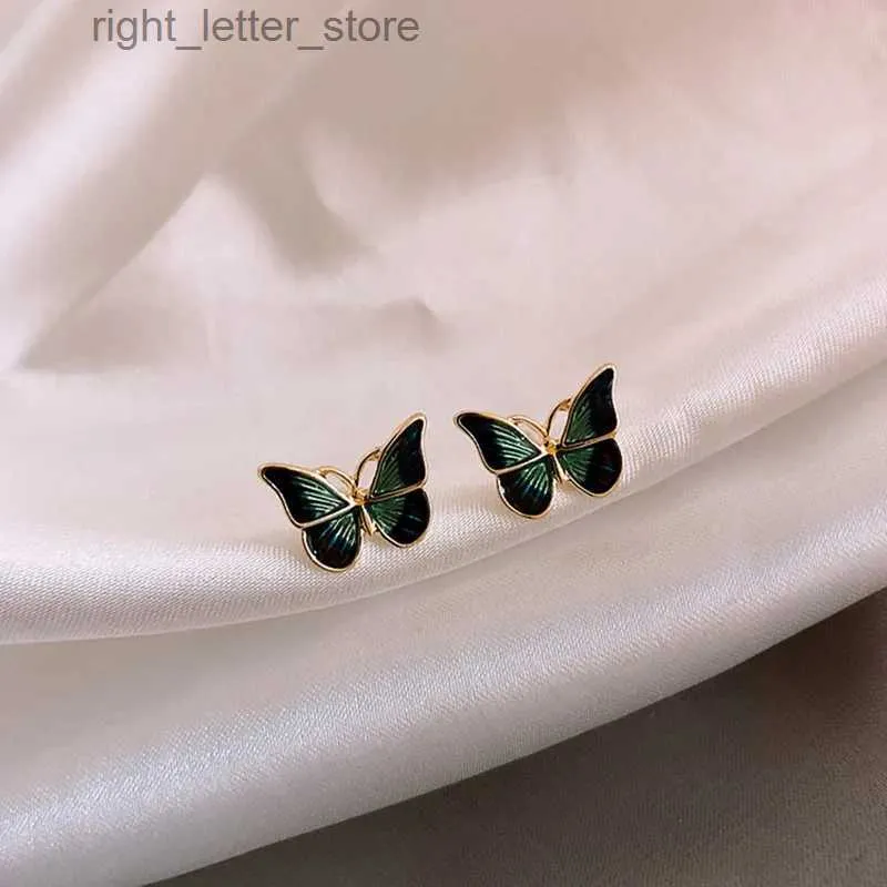 Stud Mixed Color Transparent Resin Butterfly Stud Earring For Women Stainless Steel Pin Piercing Earring Fashion Jewelry Gift YQ231128