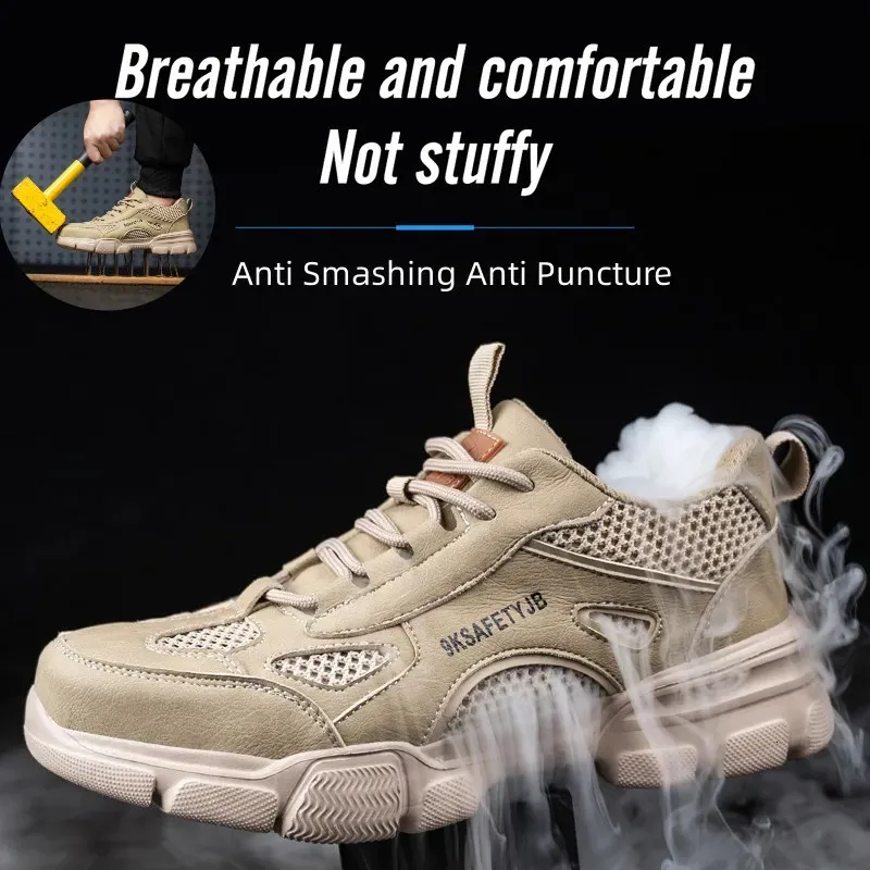 Chaussures de sécurité Style chaussures de sécurité d'été pour hommes baskets respirantes légères confortables indestructibles Hombre baskets de travail 231128