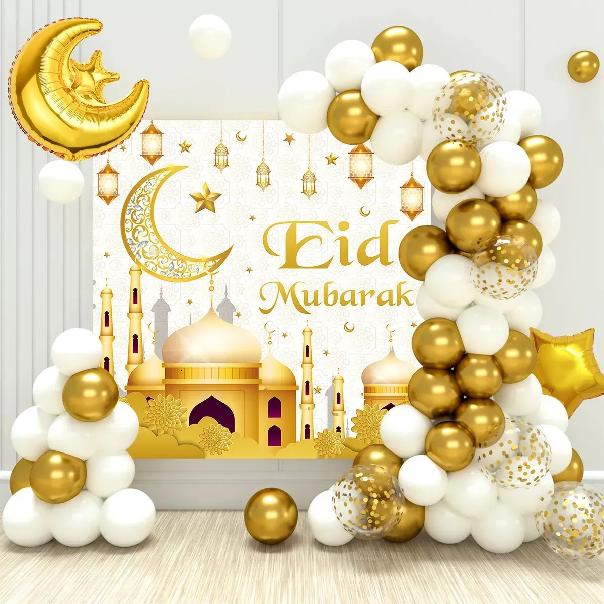 Decorações de Natal Eid Mubarak Balão Fundo Ramadan Kareem Decoração Balões Muçulmanos Festival Islâmico Fontes de Festa 231128