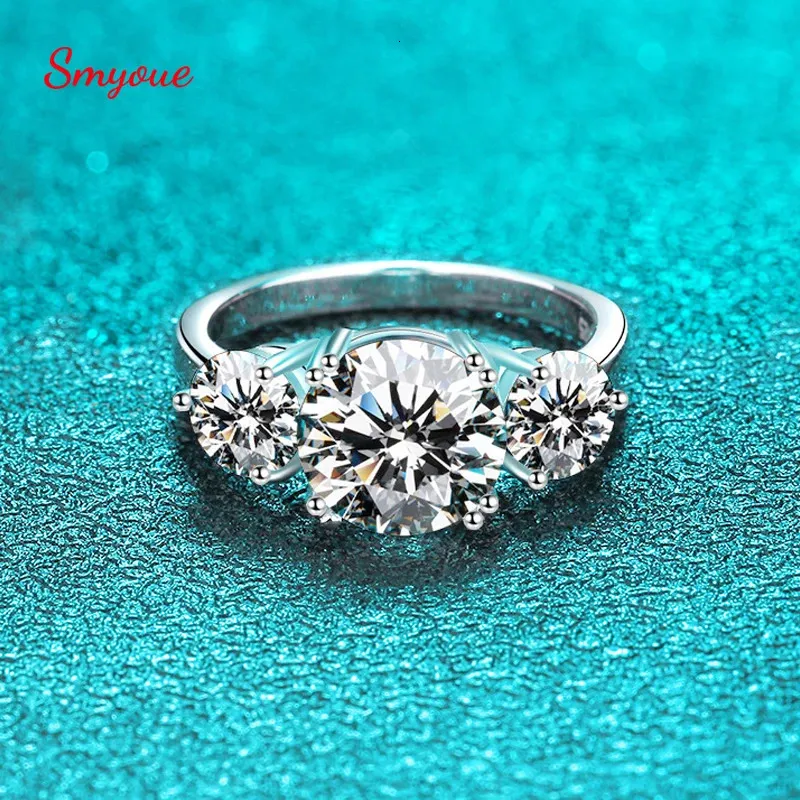 Wedding Rings Smyoue 4ct 100 Diamond Ring for Women 18K Yellow Gold Band Bridel Jewelry S925 Sterling Silver Wholesale GRA 231128