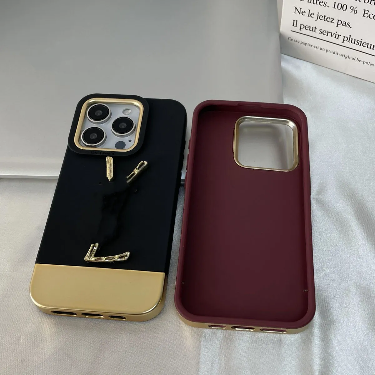 トップデザイナーの電話ケースiPhone 15 14 13 12 11 promax 15pro 15plus 14pro 14promax 13promax luxury Metal Letter Leather Phone Case