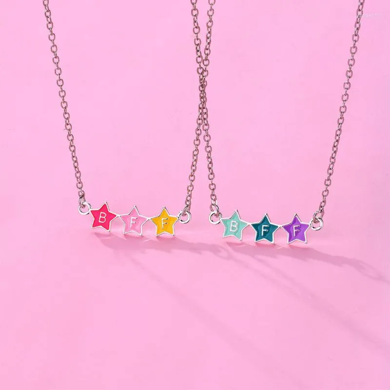 Hänge halsband luoluobaby 2st/set tecknad färgglad stjärnbrev vänner halsband kedja bff vänskap smycken gåvor till barn