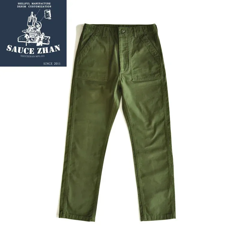 Herrenhose SauceZhan OG107 Utility-Ermüdungshose, Militärhose, klassische Cargohose, olivgrün, Herren-Bäckerhose, Satin-Baumwolle, gerade Passform, 231129