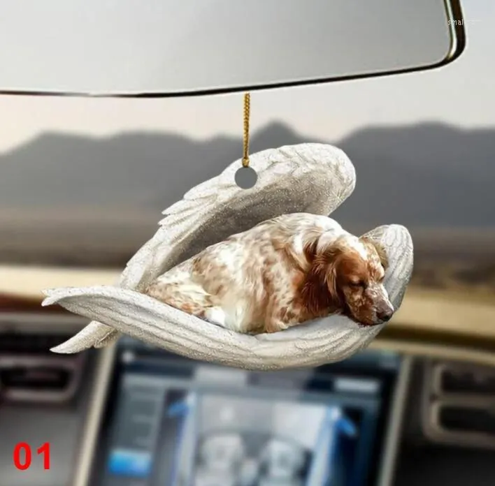 Keychains Keychain Angel Dogs Hung Ornament Interior Rear View Mirror Decor Cute Funny Home Door Head Gifts