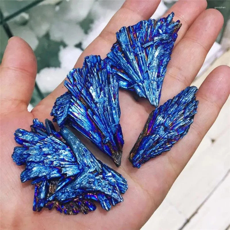 Декоративные статуэтки из натурального кристалла кварца, редкие и красивые синие ореолы, титановый минерал, лечебный образец, текстура супер