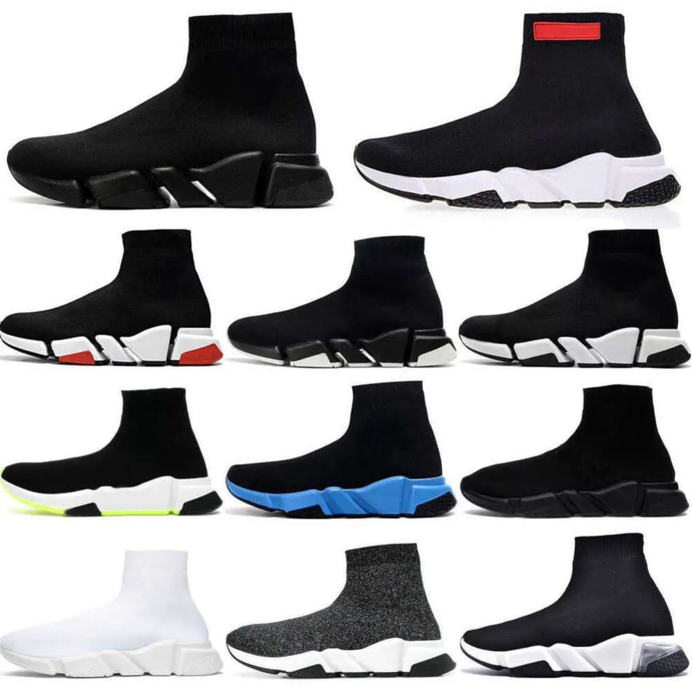 Projektanci Speeds 2.0 V2 luksusowe buty swobodne platforma Sneaker Mężczyźni Kobiety Tripler S Socks Buty Czarne białe niebieskie światło Treakery Graffiti Treakers