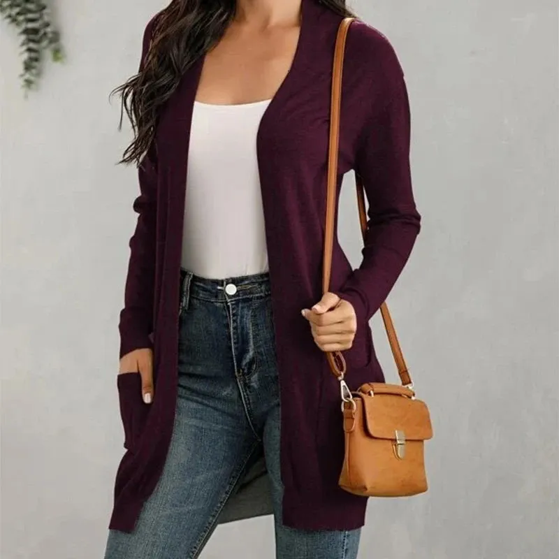 Womens Sweaters Autumn Long Sleeve Casual Button Cardigan Tops Ladies Open Front Coat Blouse Clothing 231129