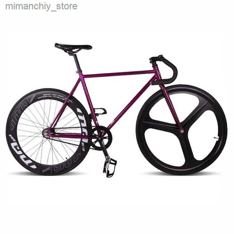 자전거 고정 기어 자전거 자전거 마그네슘 합금 휠 3 스포크 Fixie Bicyc 700c 70mm Rim Hight 52cm 프레임 DIY 휠 핸드바 v 브레이크 Q231129