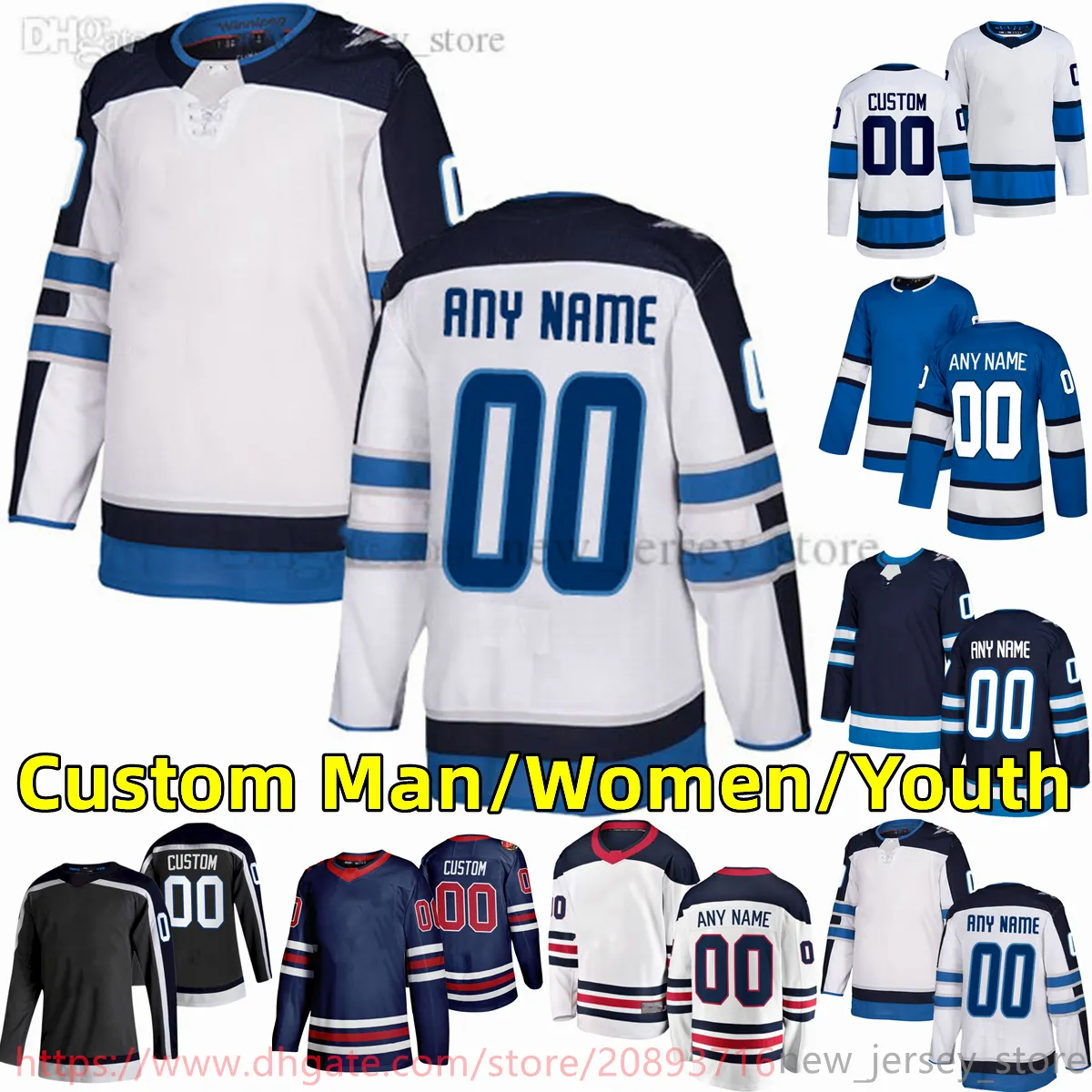 Anpassad S-6XL Movie College Hockey Wears Jersey broderi 27 Nikolajehlers 26 Blakewheeler 81 Kyleconnor 55 Markscheifele 80 Pierre-Lucdubois Nateschmidt Jerseys