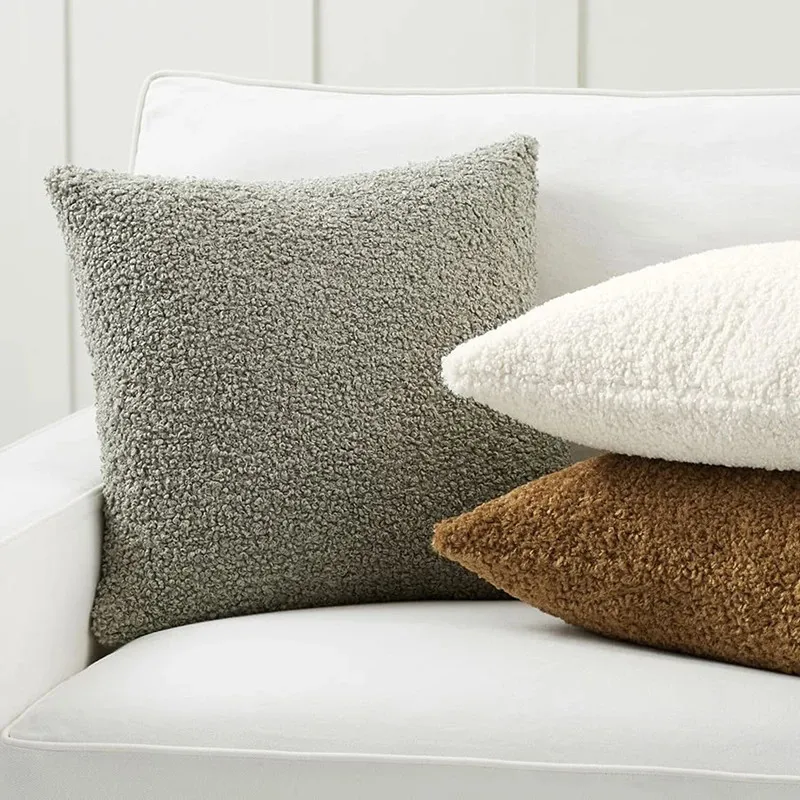Travesseiro cinza almofada de pelúcia capa aconchegante teddy boucle para sofá sala de estar 45x45cm almofadas decorativas cojines 231128
