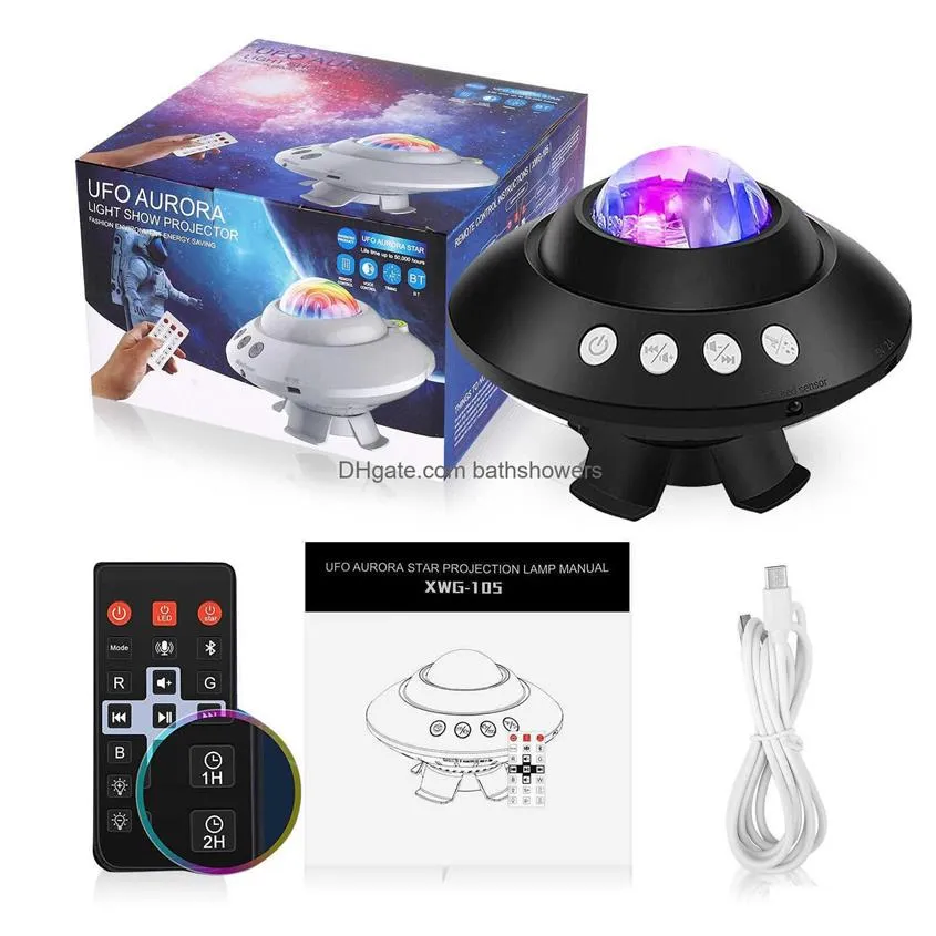 Objets décoratifs Figurines Nouveau projecteur de lumière d'étoile d'aurore LED nuit Neba lampe de lune aurores boréales pour la décoration de chambre à coucher enfants 251q