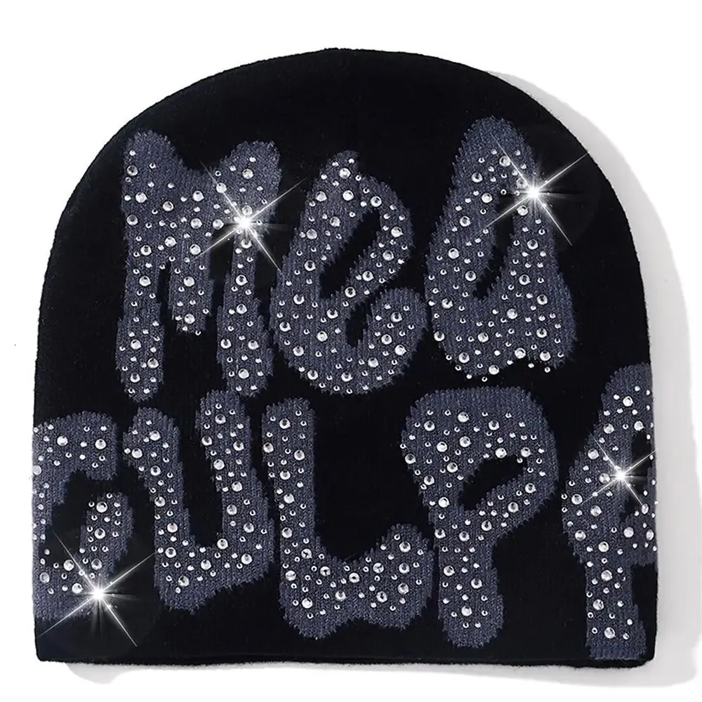 Beanie Skull Caps 2023 Y2K MEA Culpa Gorros Chapéu com para Mulheres Homens Chapéus Hip Hop Soft Stretch Quente Malha Slouchy Cap 231129