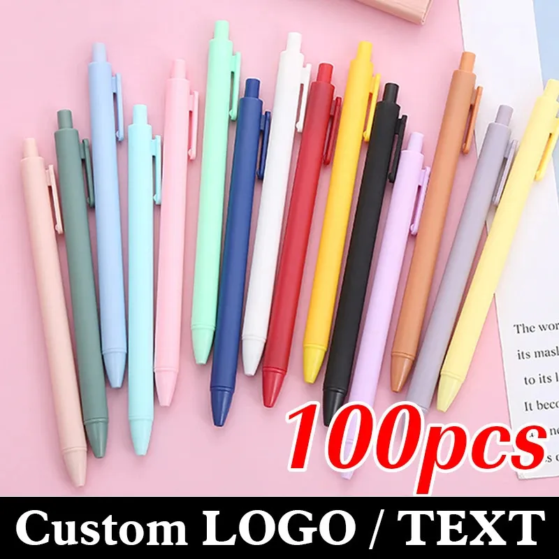 Gel Pens 100pcs Pushtype Pen Office Signatureカスタムレタリング刻まれた名前ギフト学生文房具用品231128