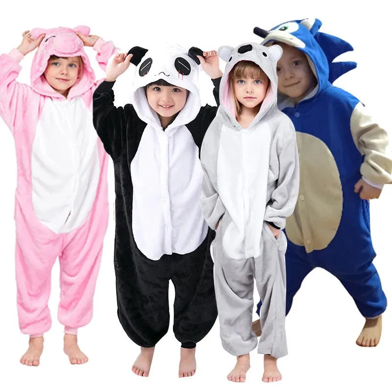 Pijama Kids Unicorn Pijamalar Kedi Çocuklar Bebek Hayvan Tulumları Tulum Onesie Sweet Girls Cosplay Pijama Kostüm 231124