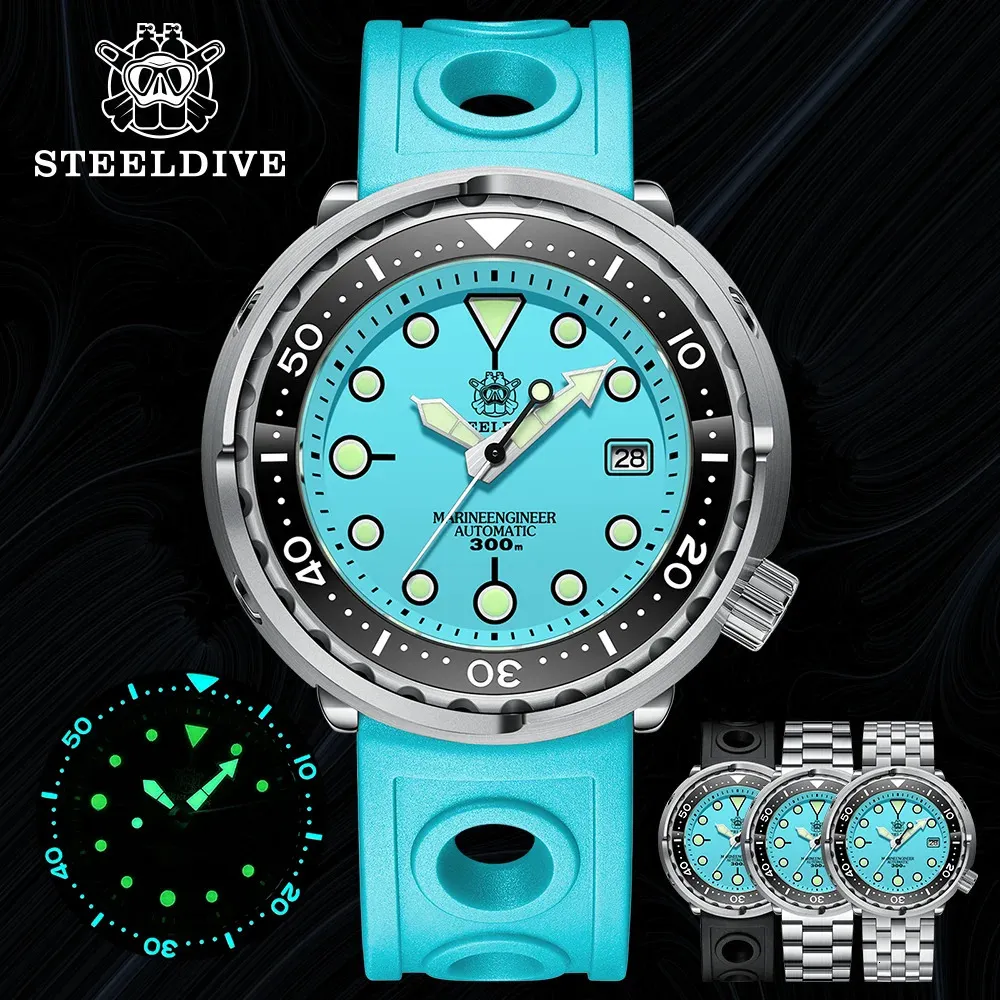 Наручные часы Tuna Classic Watch STEELDIVE SD1975 Швейцарские суперсветящиеся сапфировые кристаллы 30 бар Водонепроницаемые наручные часы с механизмом NH35 Dive 231128