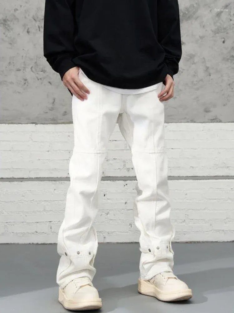 Pantaloni jeans da uomo Bootcut svasati Pantaloni da cowboy da uomo Hip Hop Bianco Y2k Designer vintage Baggy Alla moda anni '90 Streetwear Allentato