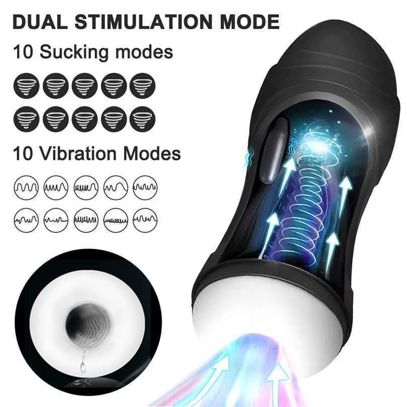 10 modalità automatica masturbatore maschile vibrazione succhiatrice simulazione del vuoto pompino silicone forniture per adulti giocattoli del sesso per gli uomini 231010