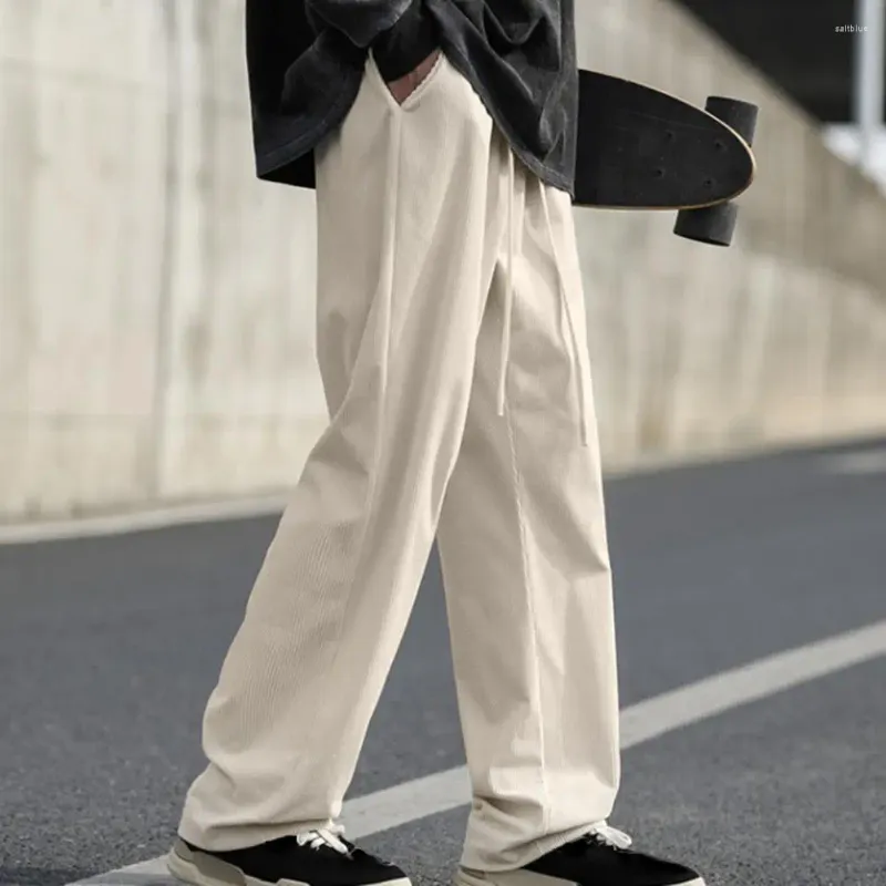 Pantalones de hombre Cintura elástica Hombres Pierna ancha Acogedores Elegantes Pantalones deportivos de invierno Bolsillos profundos para mayor comodidad