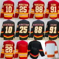 Hockey Jerseys Reverse Retro Ice Hockey 10 Jonathan Huberdeau Jerseys 25 Jacob Markstrom 28 Elias Lindholm 88 Andrew Mangiapane 91 Nazem Kadri Black Red