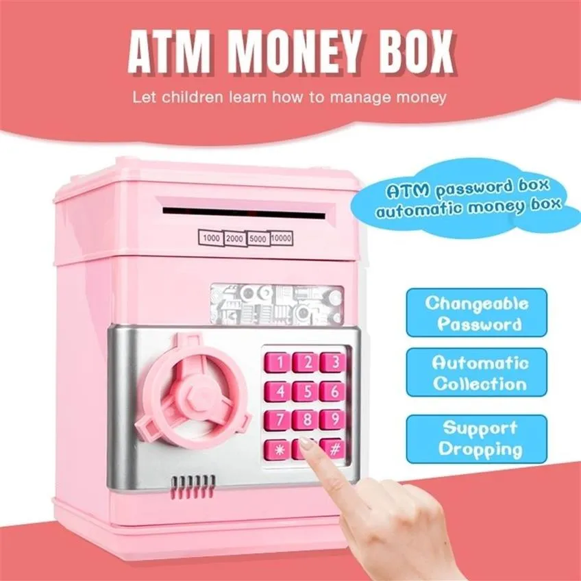 Elektronisk spargris Safe Money Box Tirelire för barn Digitala mynt Kontant Saving Safe Deposit ATM Machine Birthday Present barn L332R