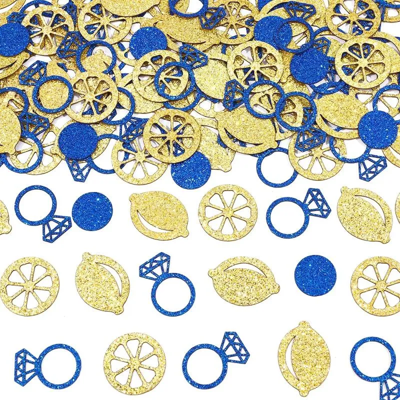 Décoration de fête 200pcs Confettis de douche nuptiale Mélange de tranches de paillettes Bague en diamant bleu pour fournitures de enterrement de vie de jeune fille