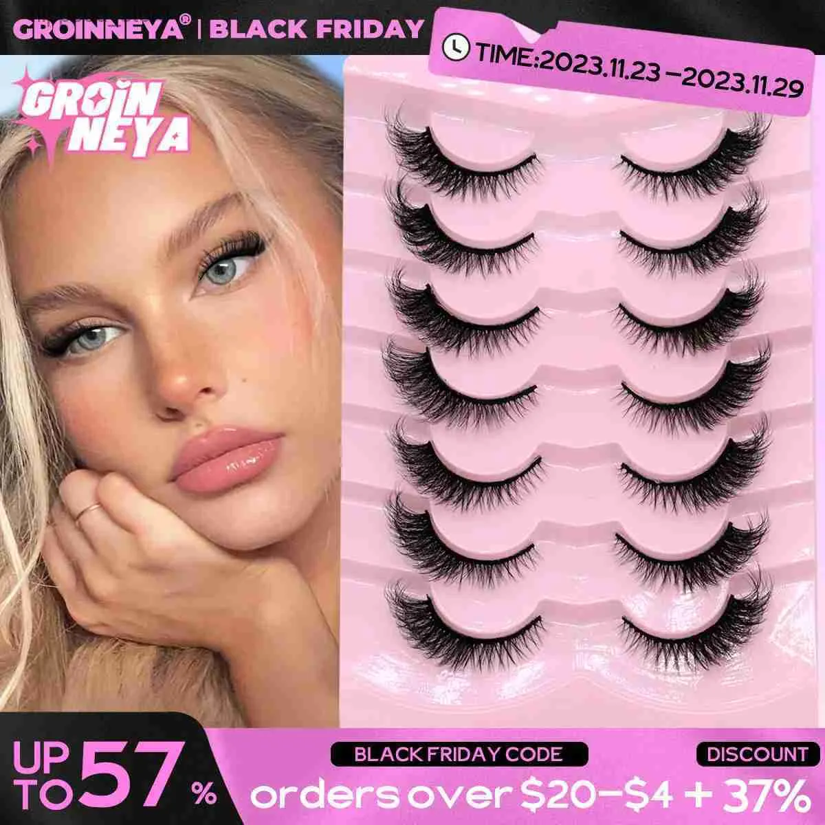 Falska ögonfransar Groinney Cat Eye Lashes Faux Mink Eyelashes Winged End Eye långsträckta ögonfransar falska fransar mjuka naturliga långa full remsa fransar q231129