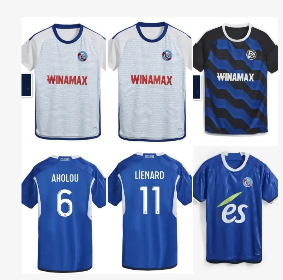 Top 23 24 RC Strasbourg alsace Soccer Jerseys Maillot de Foot Home Blue 2023 2024 Ahholou Thomasson Lienard Diallo Djiku Ajorque Gameiro Football قمصان