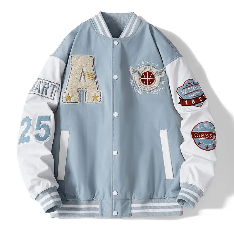 Giacca bomber da uomo, estiva, leggera, antivento, per le mezze stagioni, college Blouson con scollo rotondo, sottile, comoda, giacca sportiva con colletto alto, giacca solida con tasche, Blu scuro, S