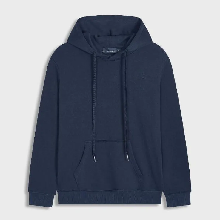 Küçük At Nakış Erkek Hoodies Erkekler Sweatshirt Sonbahar Kış Gevşek Fit Kapüşonlu Drawstring Büyük Cep Kazak Üstler Kalın Polar Asta Hoodie