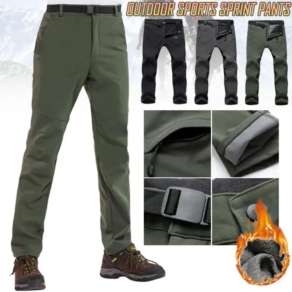 Pantalons pour hommes Pantalons doublés en polaire pour hommes Pantalons d'hiver de marche en plein air Pantalons imperméables de randonnée Pantalons de charge en peluche pour hommes et femmes 231128