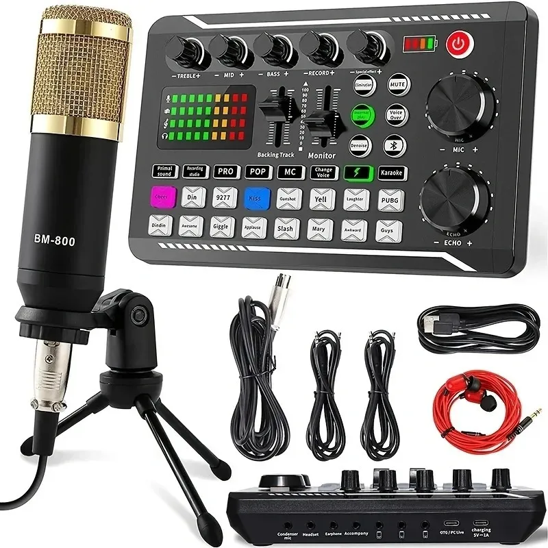 Microphones Streaming Microphone Kit with Audio Mixer and Condenser Set for Podcast Live Broadcast 231128