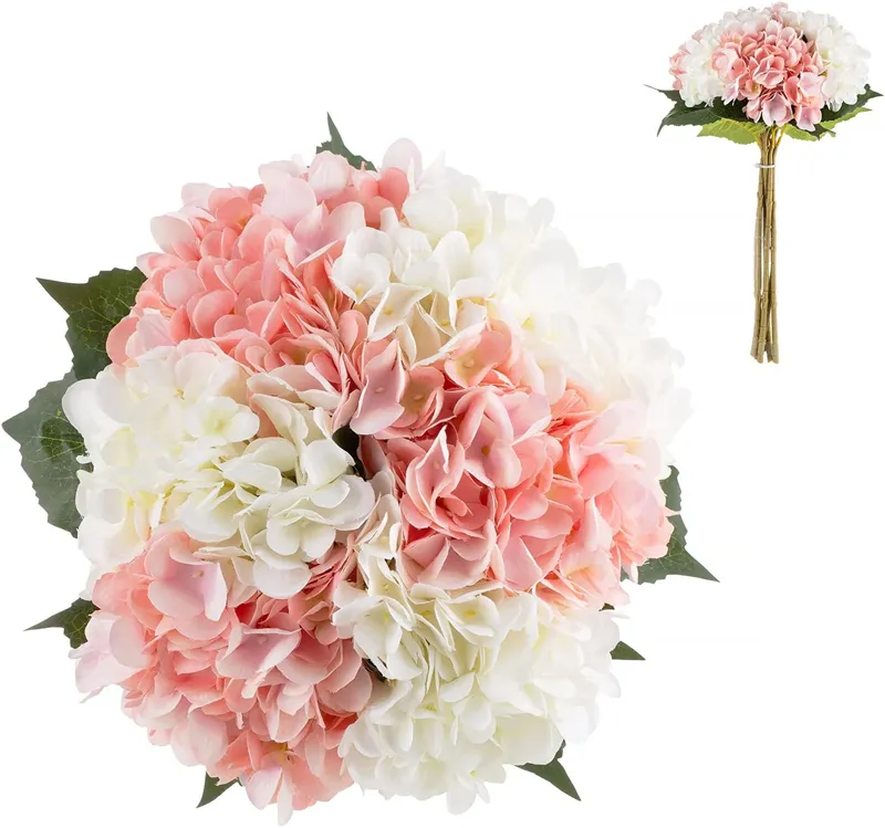 Konstgjorda hortensia blommor bukett faux hortensia stjälkar silkesblommor för bröllop centerpieces heminredning