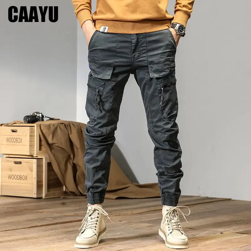 Pantalons hommes CAAYU Joggers Cargo pantalon hommes décontracté Y2k multi-poche mâle pantalon de survêtement Streetwear Techwear tactique piste gris pantalon hommes 231128