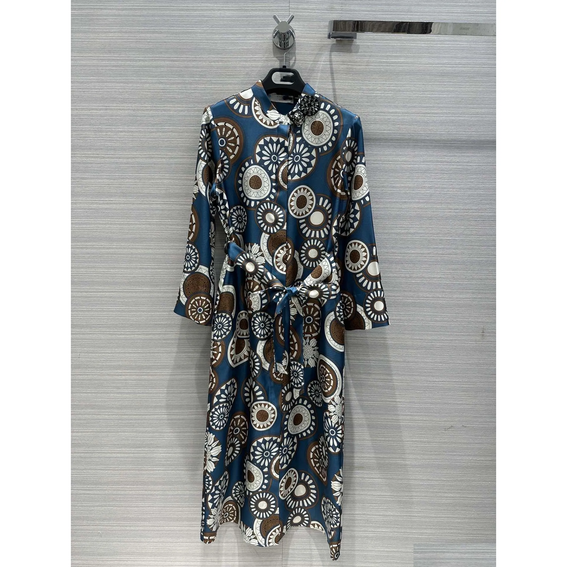 Runway Dresses Milan Dress 2023 New Autumn O Neck 3/4 Sleeve Print Fashion Designer Brand Same Style 0920-31 Drop Delivery Apparel Wom Dhexy